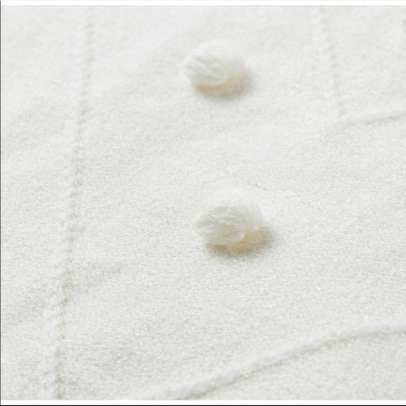 New! Off White Pompom Lantern Sleeve Knit Sweater - Picture 7 of 8